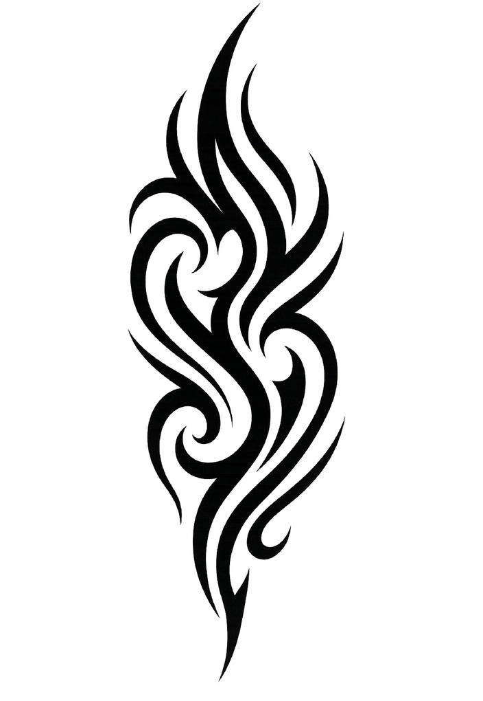 Tattoovorlage mit tribal-artigem Design und geschwungenen Linien