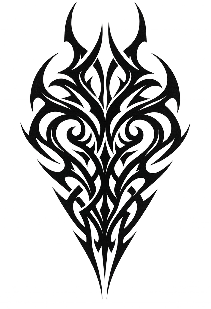 Tattoovorlage mit tribalem Design und scharfen Linien