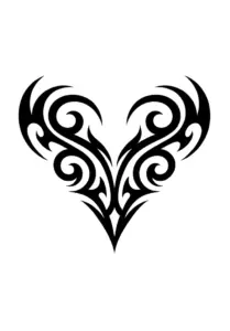 tattoovorlage-mit-tribalem-herzdesign-und-geschwungenen-linien