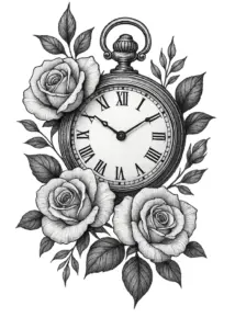 tattoovorlage-mit-uhr-und-rosen-elegantes-design