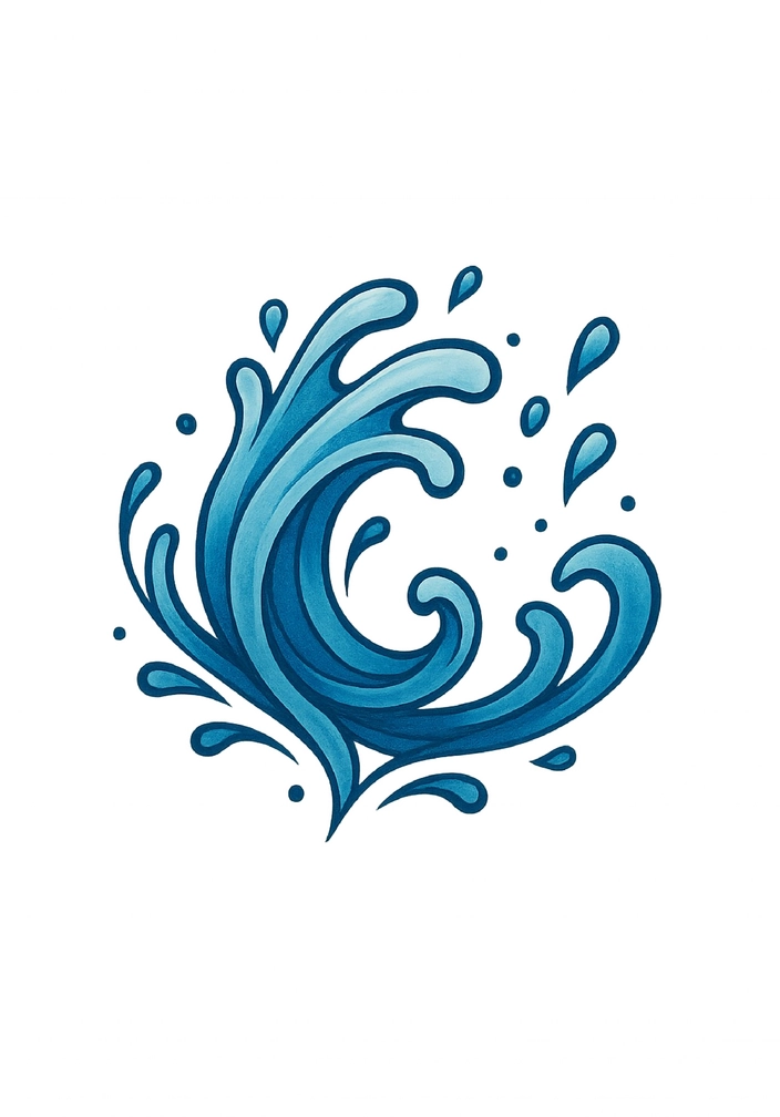 Tattoovorlage mit Wellen und Wassertropfen