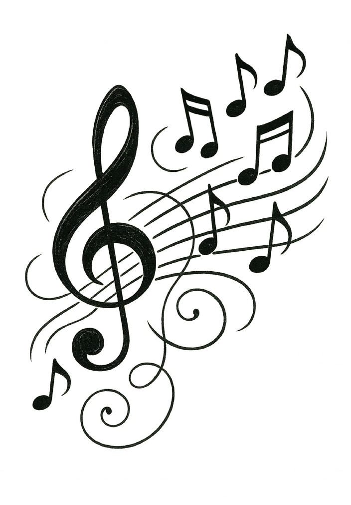 Tattoovorlage Musiknoten und Notenschlüssel
