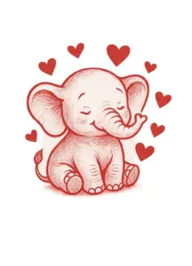 tattoovorlage-niedlicher-elefant-umgeben-von-herzen