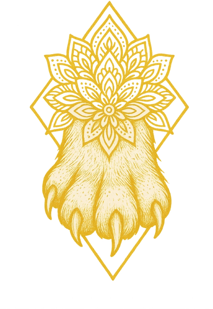 Tattoovorlage Pfotenabdruck mit Mandala-Elementen