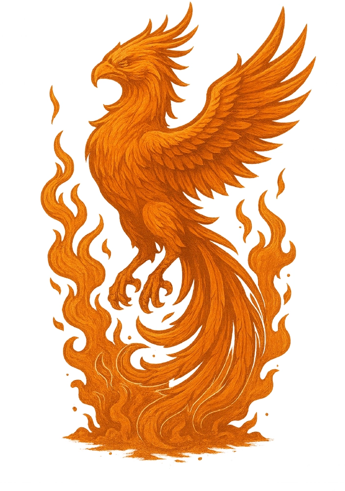 Tattoovorlage Phoenix in Flammen für Männer