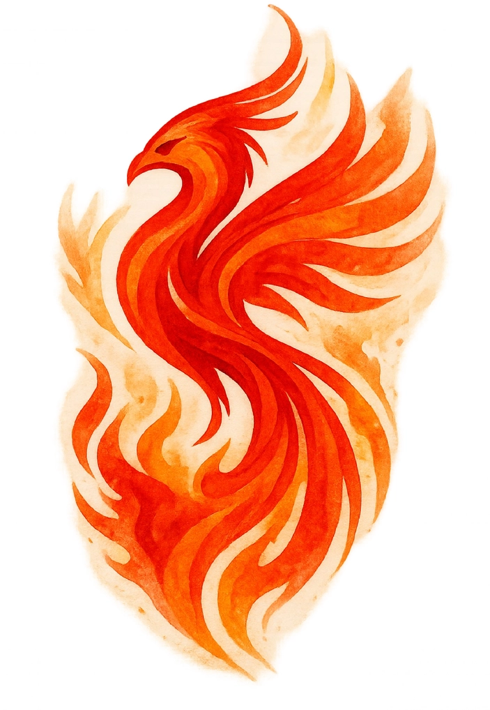 Tattoovorlage Phönix in lebendigen Farben