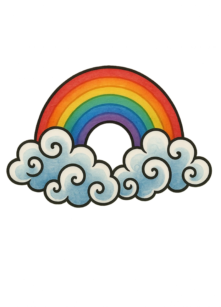 Tattoovorlage Regenbogen und Wolken Design