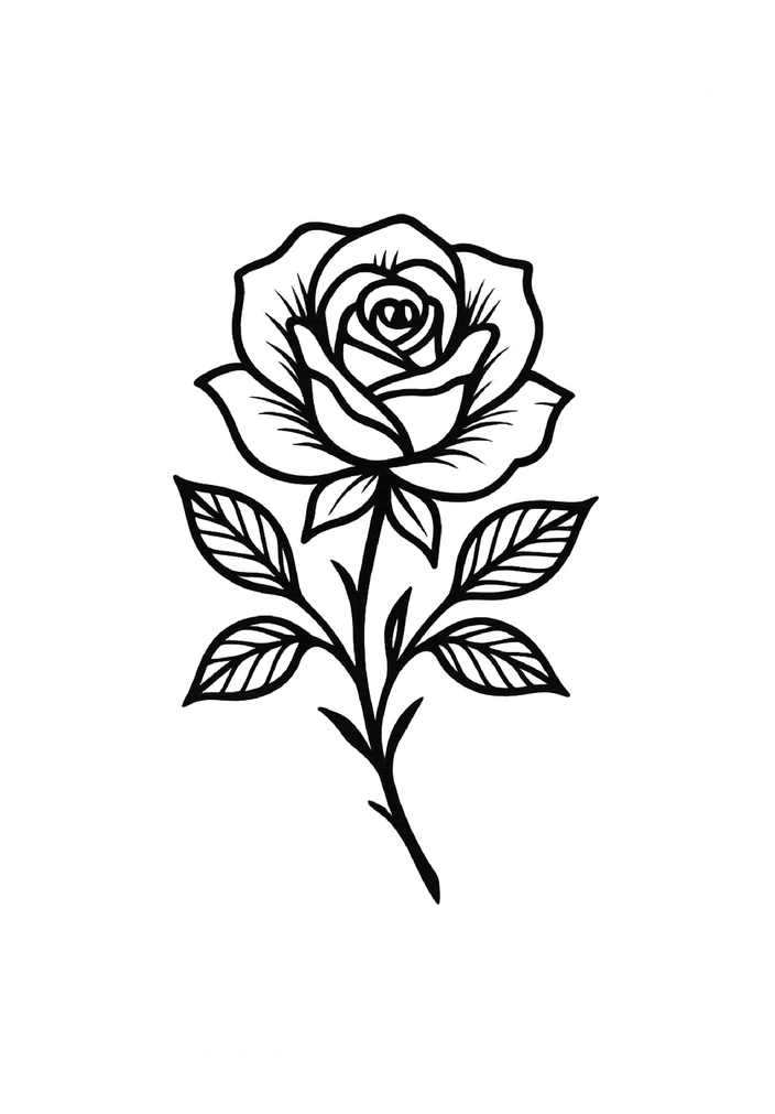 Tattoovorlage Rose im schwarz-weiß Design für die Hand