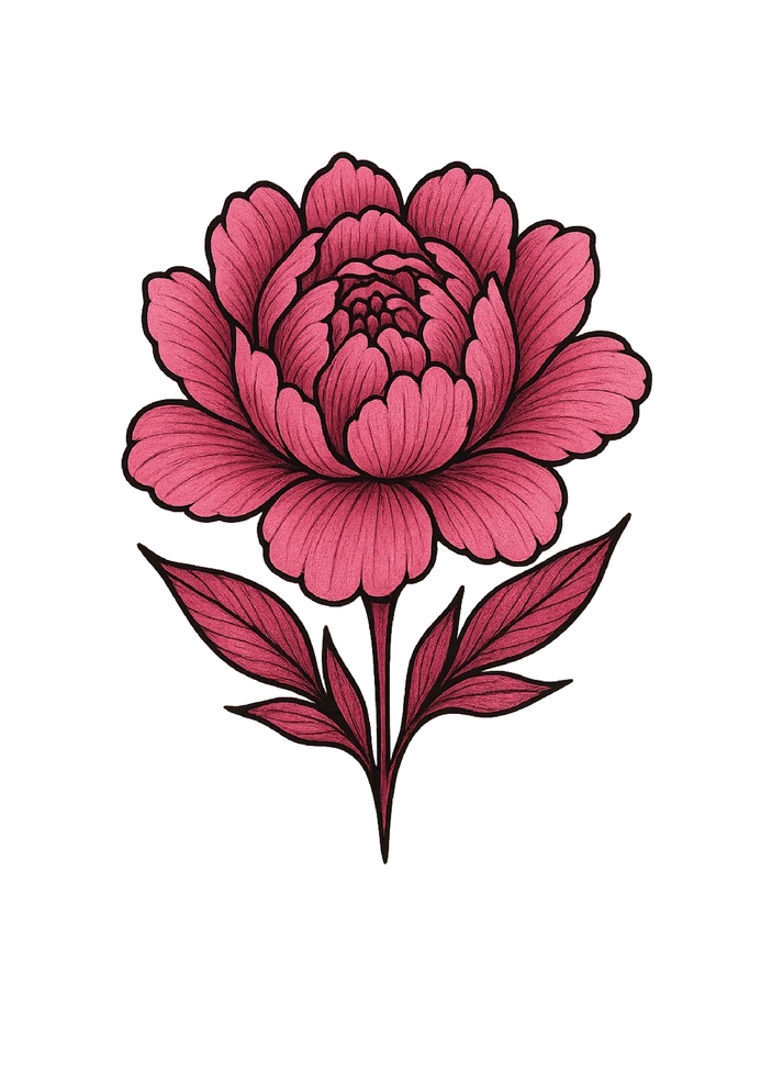 Tattoovorlage Rose in Pink für Steißbein