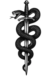 tattoovorlage-schlange-um-schwert-stilisiert