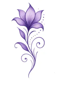 tattoovorlage-schlichte-lila-blume-mit-geschwungenen-linien