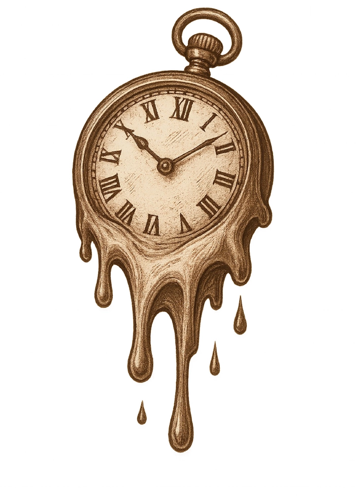 Tattoovorlage schmelzende Uhr im Vintage-Stil
