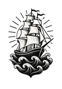 tattoovorlage-segelschiff-auf-wellen-in-traditionellem-stil