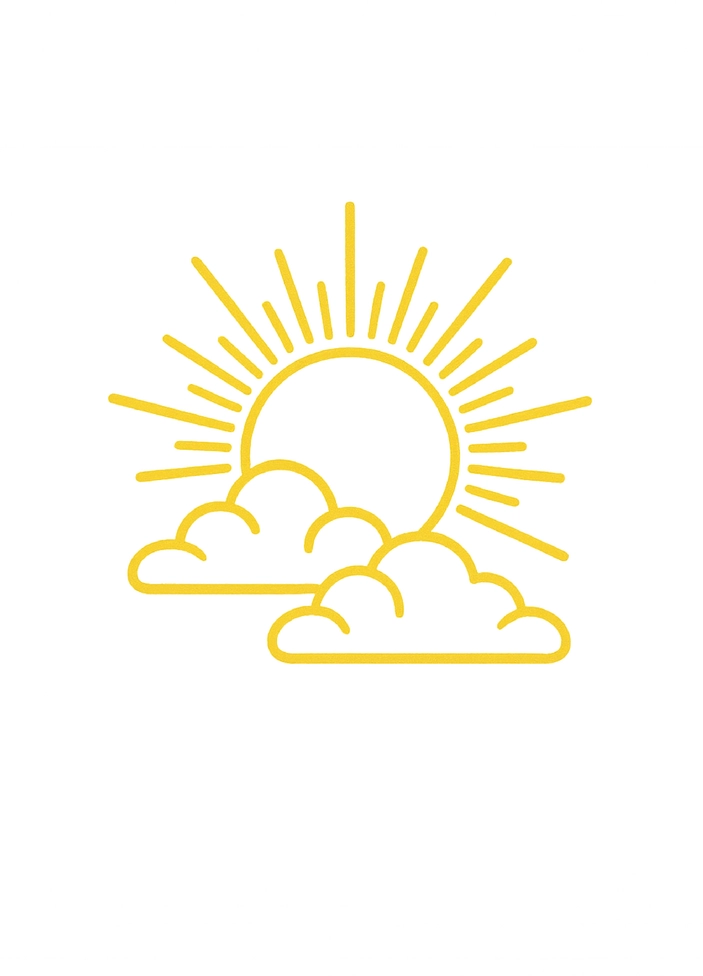 Tattoovorlage Sonne mit Strahlen und Wolken