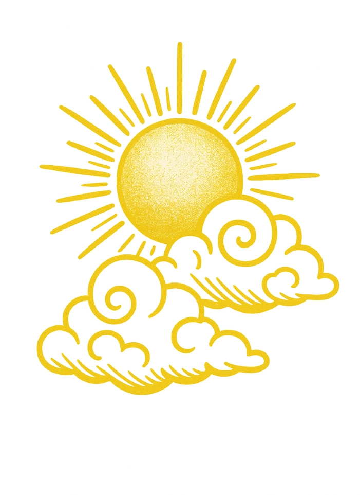 Tattoovorlage Sonne und Wolken im bunten Design