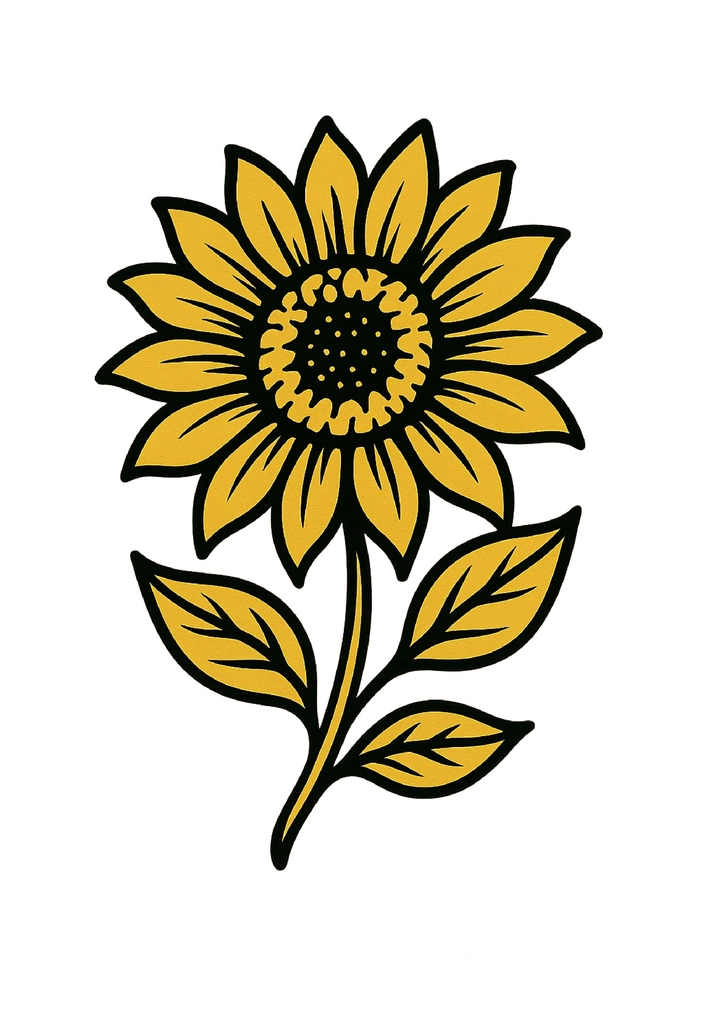Tattoovorlage Sonnenblume mit großen Blütenblättern