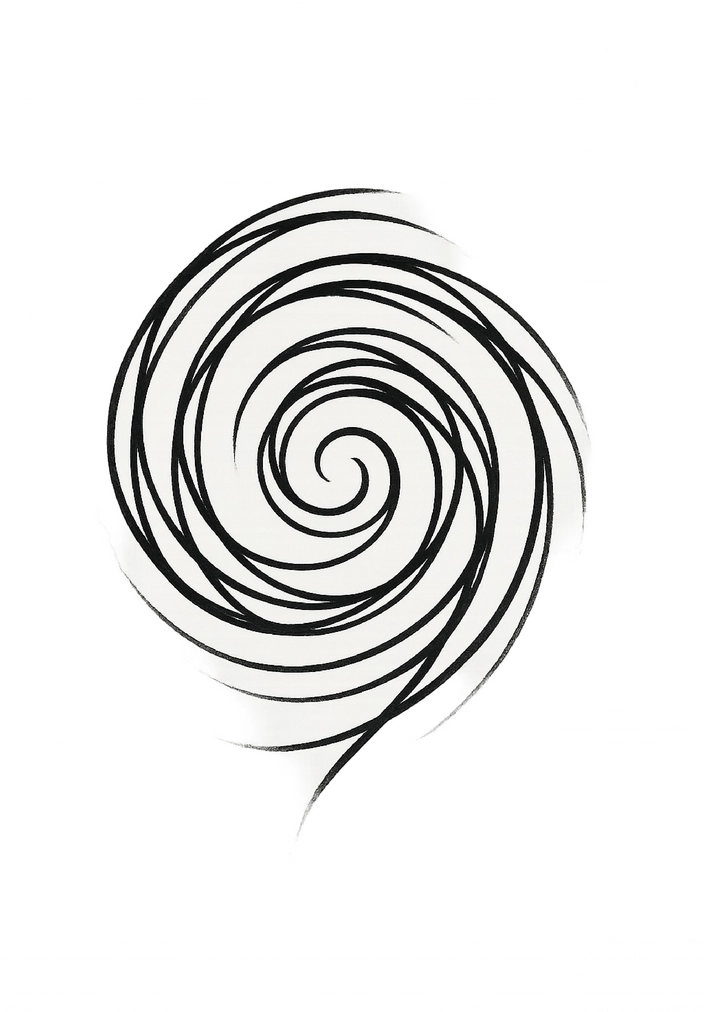 Tattoovorlage Spirale aus schwarzen Linien für Bauch