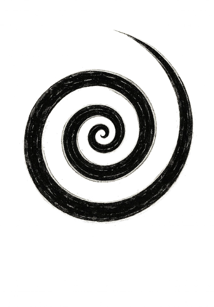 Tattoovorlage Spirale für Unterarm im Schwarz-Weiß-Design