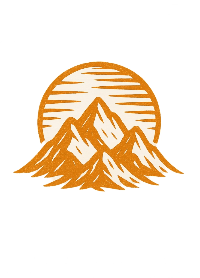 Tattoovorlage stilisierte Berge mit Sonnenuntergang