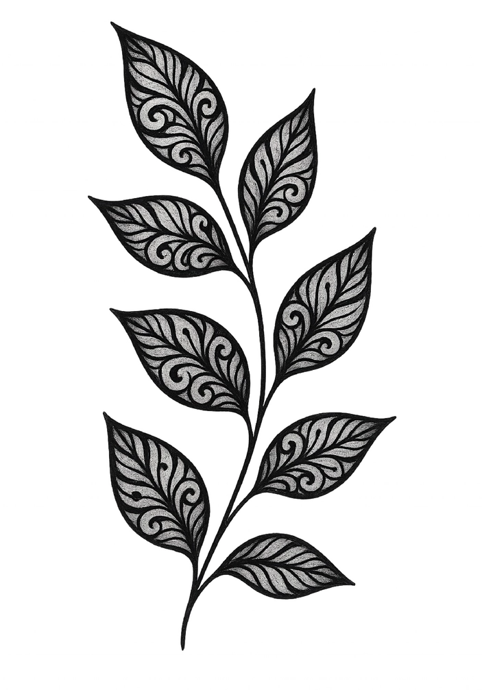 Tattoovorlage stilisierte Blätter mit floralem Muster