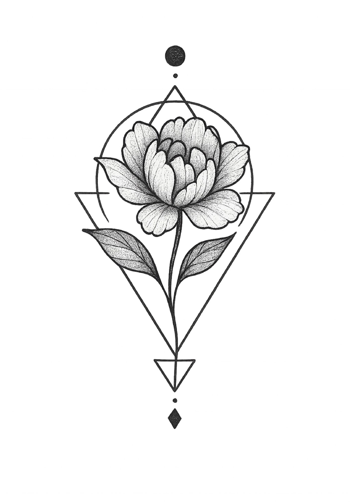 Tattoovorlage stilisierte Blume mit geometrischen Formen