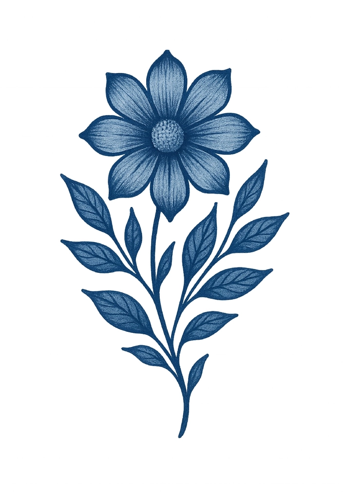 Tattoovorlage stilisierte Blume mit Blättern