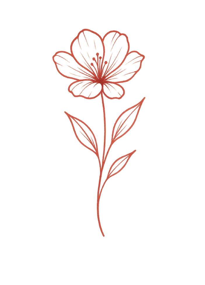 Tattoovorlage stilisierte Blume mit feinen Linien