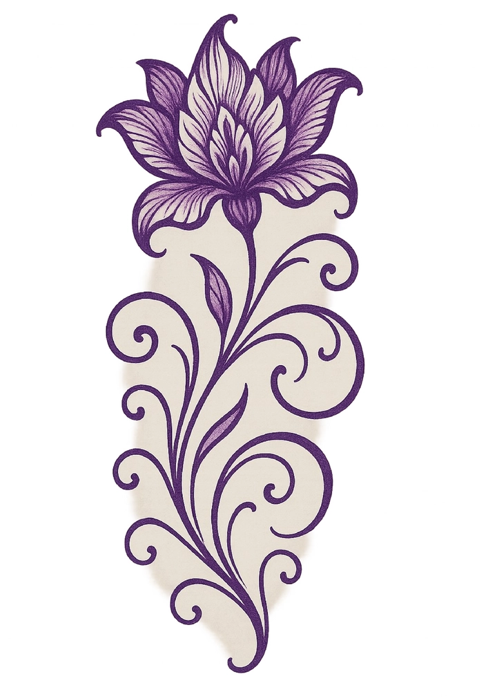 Tattoovorlage stilisierte Blume mit geschwungenen Linien