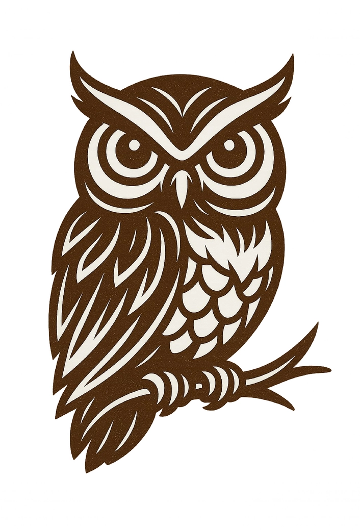 Tattoovorlage stilisierte Eule auf Ast