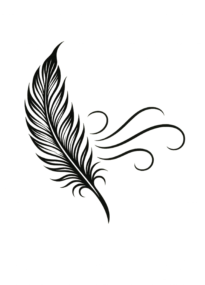 Tattoovorlage stilisierte Feder im Wind für Steißbein