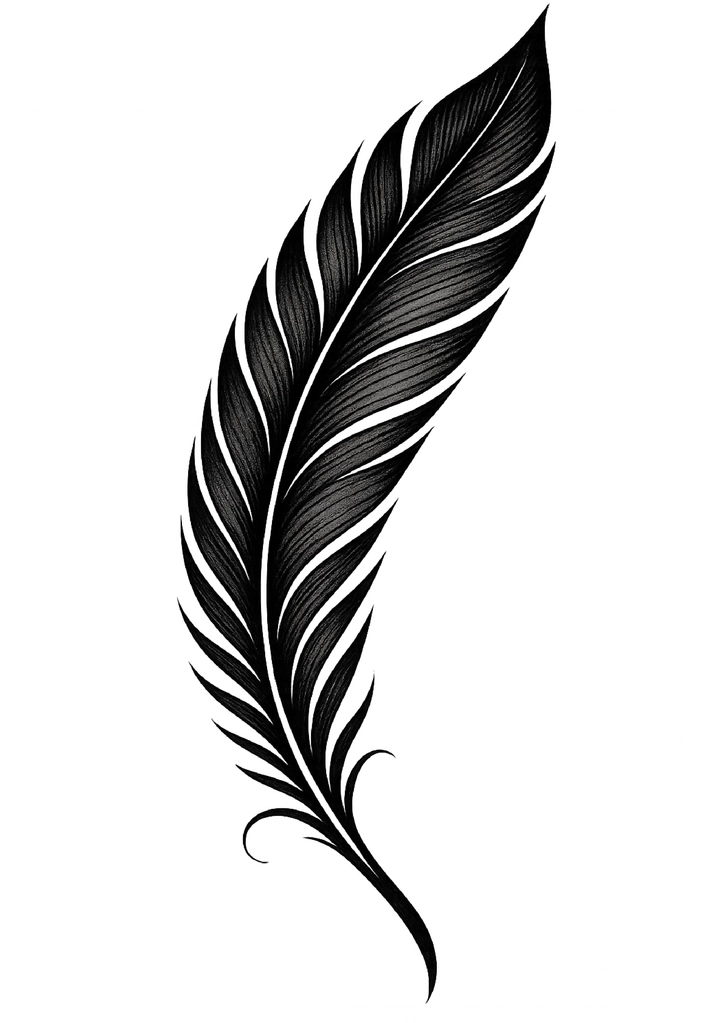 Tattoovorlage stilisierte Feder mit elegantem Schwung