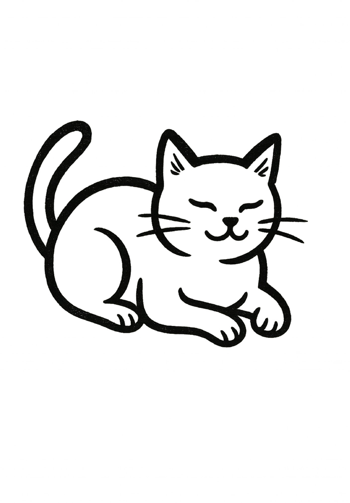 Tattoovorlage stilisierte Katze in entspannter Position