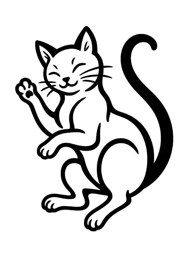 Tattoovorlage stilisierte Katze in verspielter Pose
