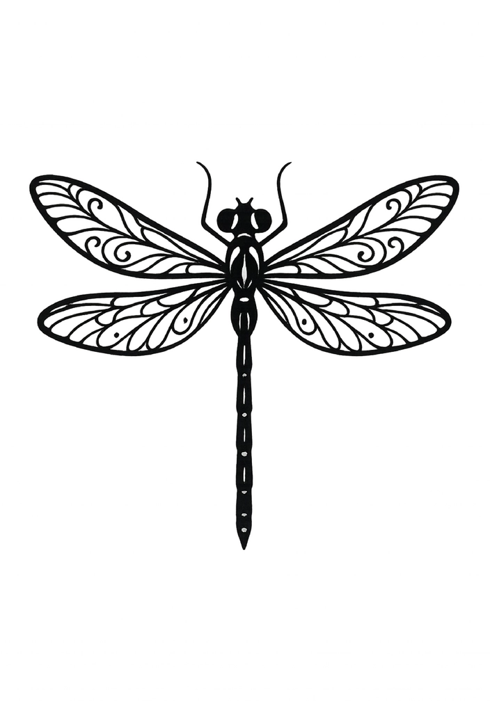 Tattoovorlage stilisierte Libelle mit filigranen Flügeln