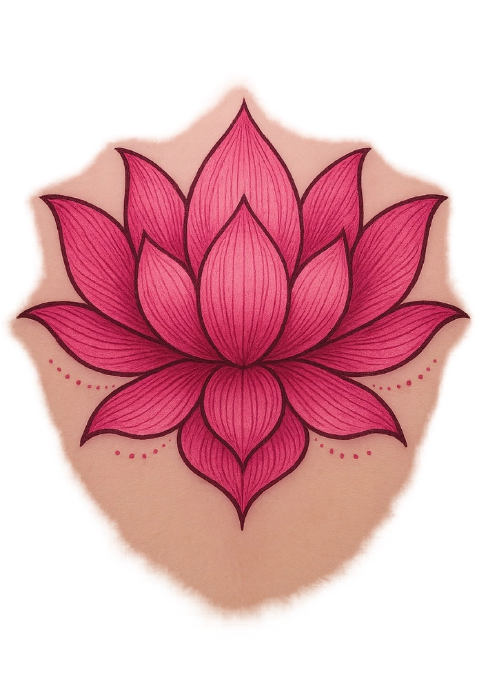Tattoovorlage stilisierte Lotusblüte mit detaillierten Blütenblättern
