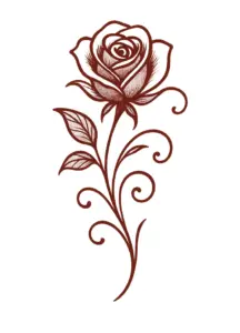 tattoovorlage-stilisierte-rose-mit-geschwungenen-linien