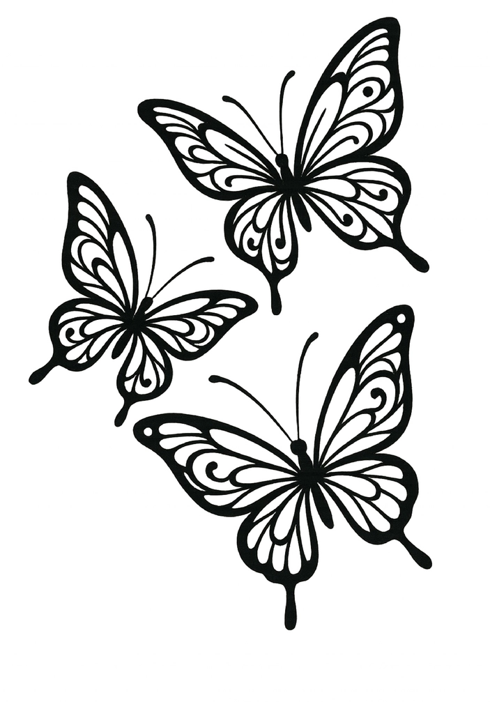 Tattoovorlage stilisierte Schmetterlinge mit filigranen Flügeln