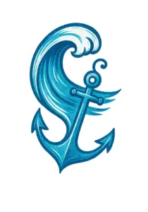 tattoovorlage-stilisierte-welle-mit-anker-in-blau