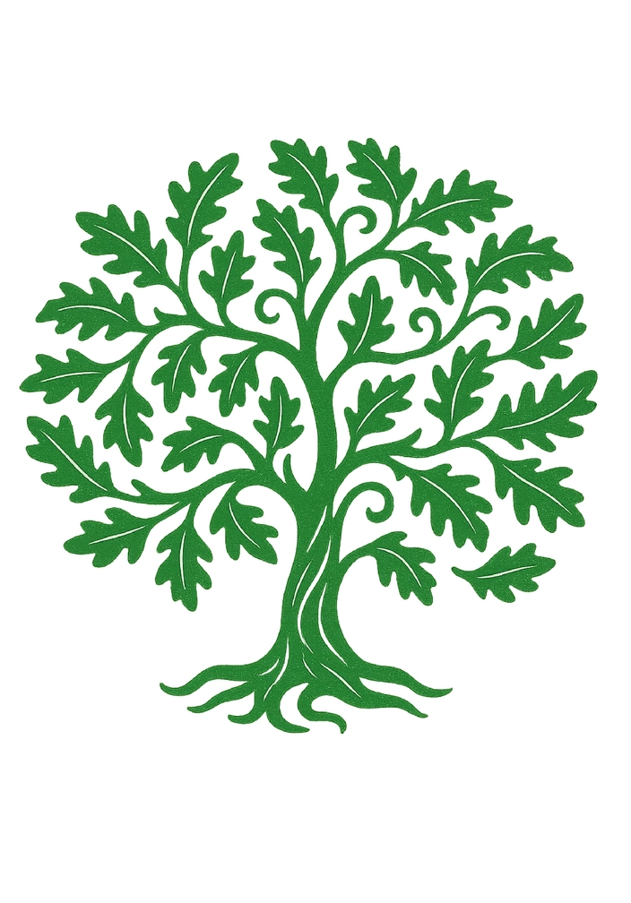 Tattoovorlage stilisierter Baum mit geschwungenen Ästen