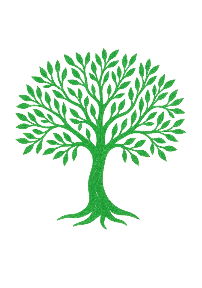 Tattoovorlage stilisierter Baum mit grünen Blättern