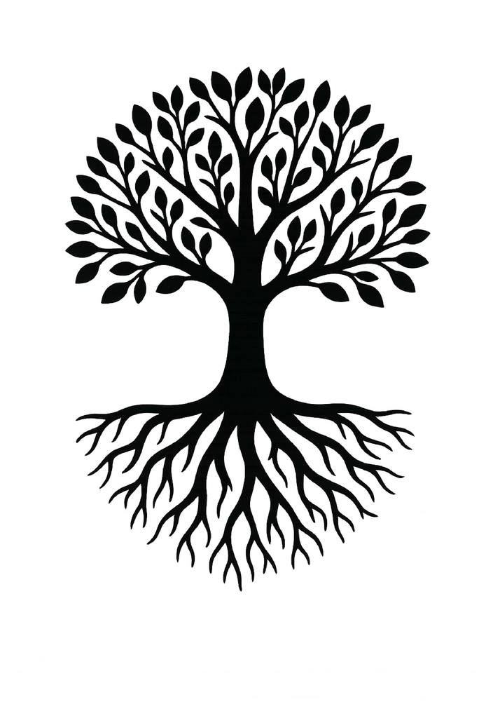 Tattoovorlage stilisierter Baum mit Wurzeln für Oberarm