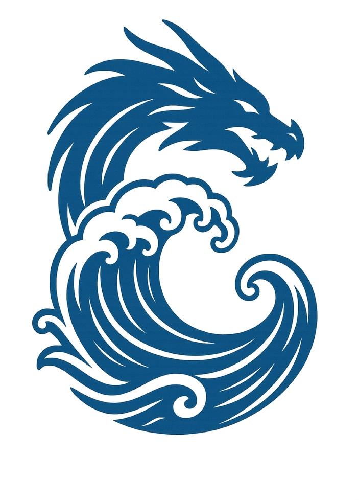 Tattoovorlage stilisierter Drache mit Welle