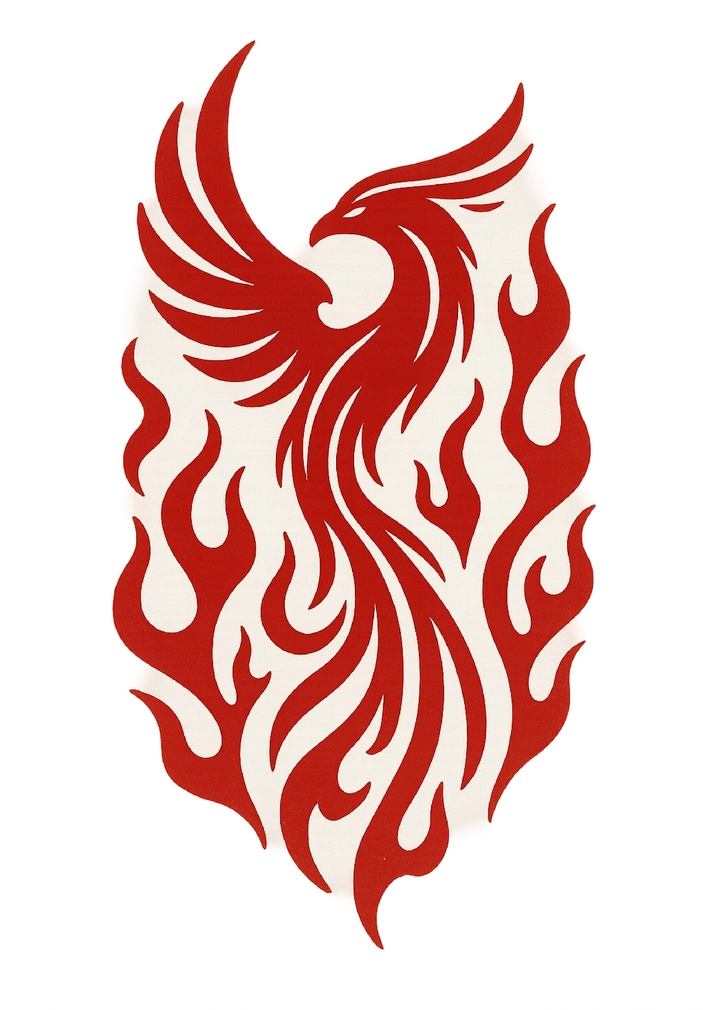Tattoovorlage stilisierter Phoenix in Flammen für Unterarm