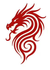 tattoovorlage-stilisierter-roter-drache-mit-geschwungenen-linien