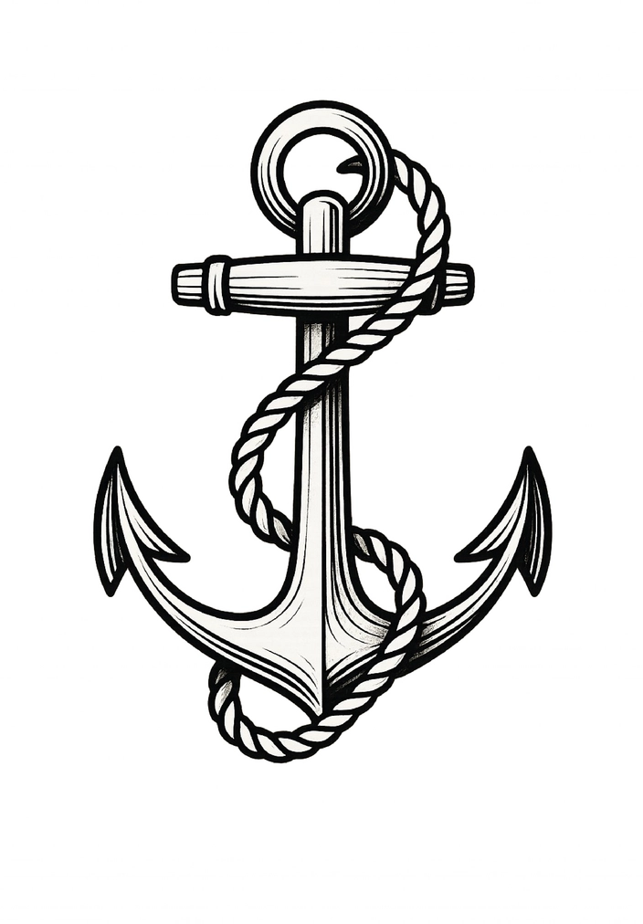 Tattoovorlage stilisiertes Anker Symbol mit Seil