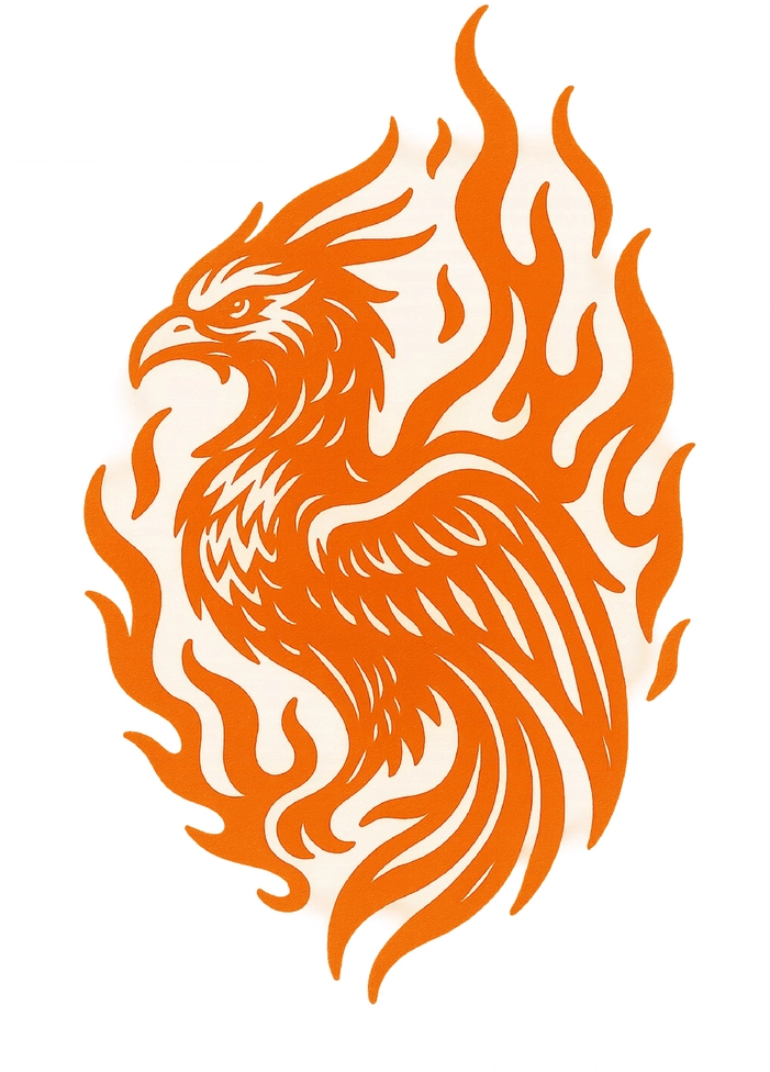 Tattoovorlage stylisierter Phoenix in Flammen
