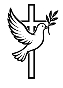 tattoovorlage-taube-olivenzweig-kreuz