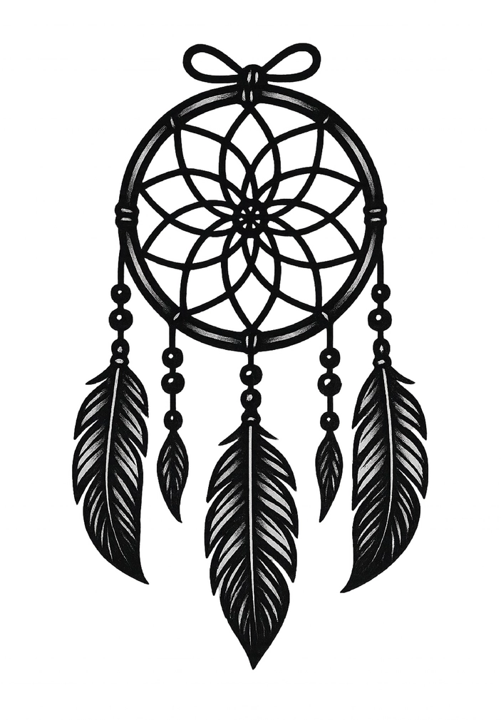 Tattoovorlage Traumfänger mit Feder-Design für Oberarm