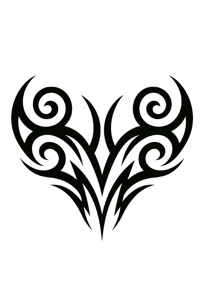 Tattoovorlage Tribal Design mit geschwungenen Linien und scharfen Kanten
