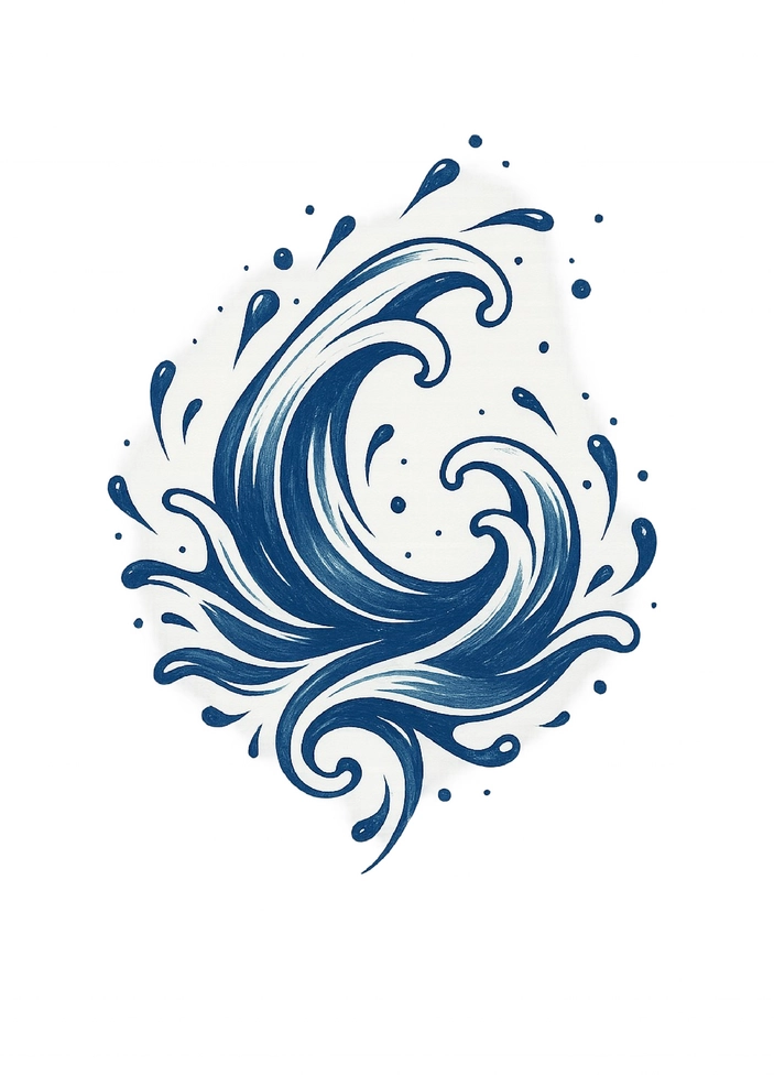 Tattoovorlage Wellen mit Spritzern und Wasser